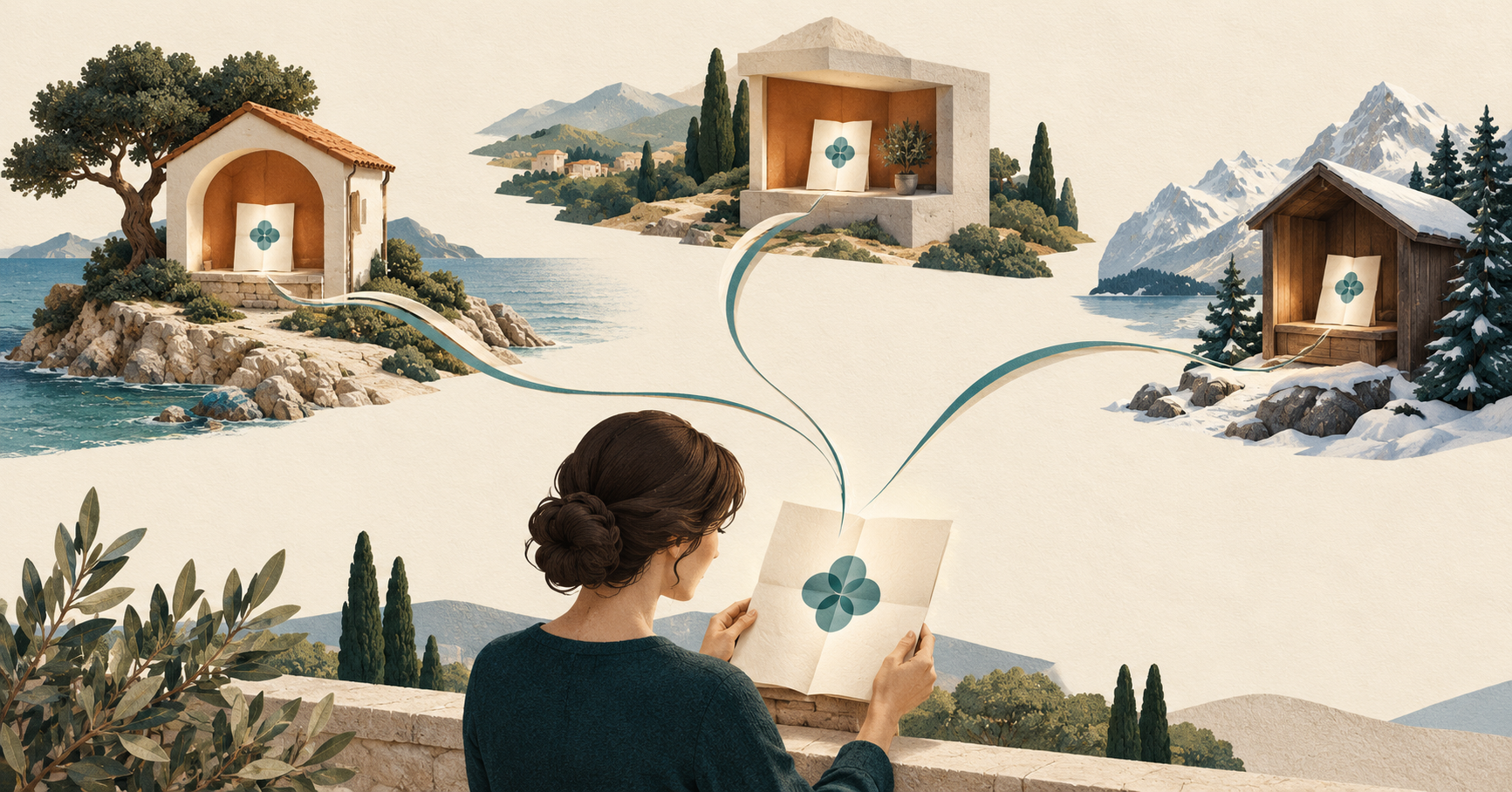 A reader receives the same document from providers in different locations. AI-generated conceptual illustration.